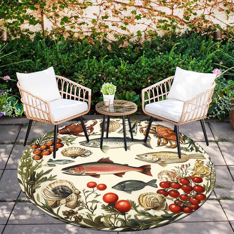 Ocean World pattern round rug,Carpet Rug for Living Room Bedroom Playroom ,Non-slip Floor Mat,Holiday Gifts and Birthday Gifts.
