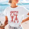 Women's O-Neck T-Shirt Fashion Printed Cartoon Lobster Pattern Women's Summer Beach Top Clothing Casual Style Popular T-Shirt