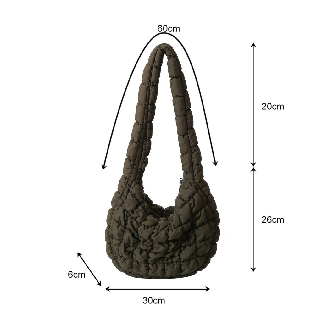 Gepolsterte Tasche aus Baumwolle, gesteppt, kariert, Pendlertasche, großes Fassungsvermögen, einfarbig, lässig, modisch, schlicht, Nylon, elegant, für Shopping, Reisen