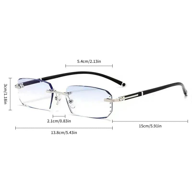 Frameless Myopia Glasses HD Anti Blue Light Photochromic Men's Clear Anti Fatigue Glasses
