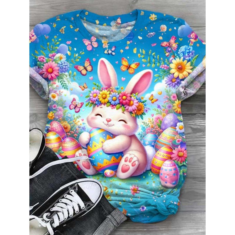 T-shirt imprimé 3D motif vache animal dessin animé pour homme et femme, à la mode, col ras du cou, manches courtes, t-shirts floraux, papillon