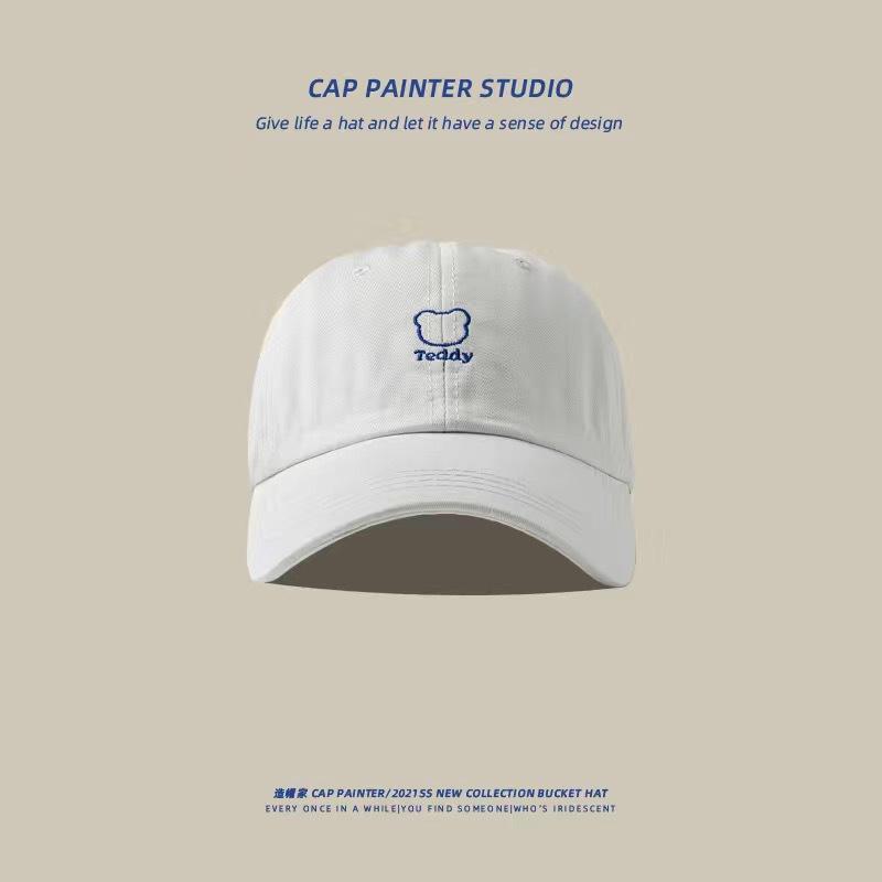 Casquette de Baseball Brodée Ours pour Femmes en Été Style Coréen Décontractée Respirante Chapeau de Soleil Frais et Mode Casquette de Baseball Polyvalente