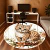 1PC Cat Flowers Office Round Area Rug, Under Office Chairs Bedroom Living Room Home Decor, Carpet for Office -1110102