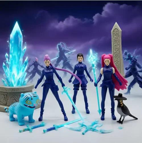 @ 5-9pcs/Set Anime Kpop Demon Hunters Action Figure Toy Derpys Tiger Rumi Mira Zoey Sussy Figurine Collection Doll For Fans Gift
