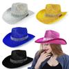 Women's Cowgirl Hat Stylish Rhinestone Design Sun Hat Wide Brim Western Cap for Party& Daily Life