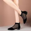 Mode Frühling Dünne Mesh Schuhe Damen Moderne Stiefeletten Offic Lady Kurze Stiefeletten Frau Elegant Reißverschluss Niedrige Absätze Atmungsaktive Sexy Stiefel
