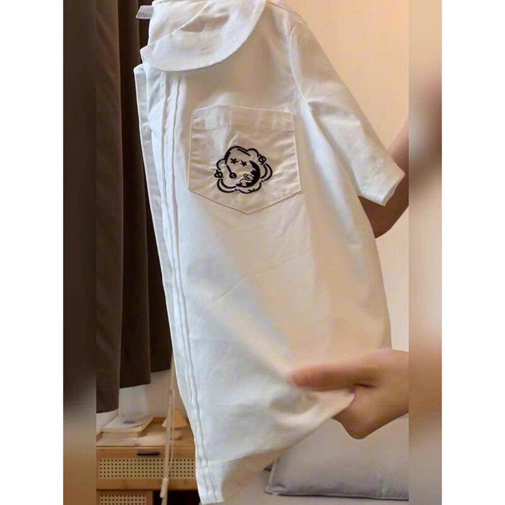 Women's Chic French Style White Doll Collar Short-Sleeve Shirt – Age-Reducing, Loose, and Stylish Top for Summer