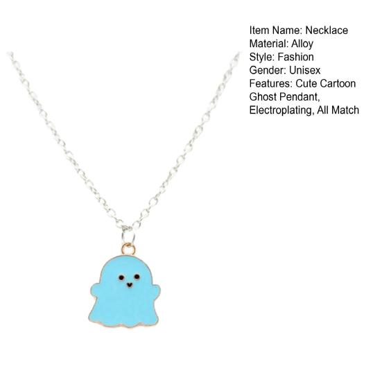 Hanger Ketting Feestelijk Geometrisch Galvaniseren All-Match Mannen Vrouwen Schattig Cartoon Geest Sleutelbeen Ketting Decoratie Cadeau voor Halloween