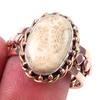 Natural Fossil Coral Gemstone 925 Sterling Silver Two Tone Ring Size 8.5 o7L89