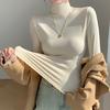 Women's Half-high Neck Inner Wear Autumn and Winter Sanding Base Shirt Slim-fit Warm Outer Wear Long-sleeved T-shirt Top