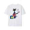 Cat Playing Guitar Rock Theme Men's T Shirt Summer New Style Unisex Casual T Shirt