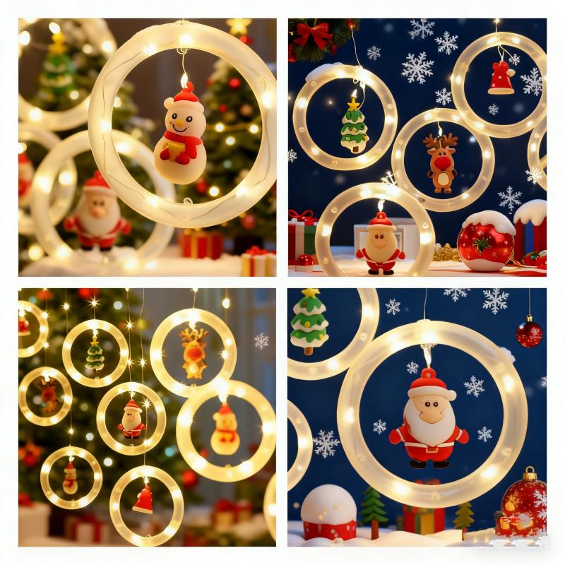 LED Santa Claus Curtain Light Christmas Decoration Home Interior Light String Night Light Christmas Gift New Year Decoration