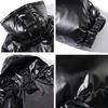 Men Cotton Coat Hooded Long Sleeve High Gloss Surface Quilted Jacket with Pockets Loose Fit Thickened Warm Short Outerwear