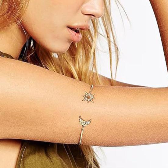 7Pcs/Set Bohemian Style Open Design Cuffs Metal Arm Bracelets Adjustable Stackable Arm Electroplated