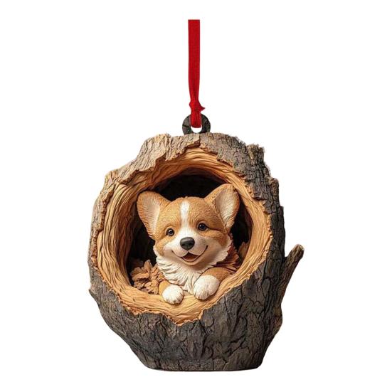Animal Christmas Ornament 2D Acrylic Cartoon Forest Animal Xmas Tree Hanging Decoration for Holiday Home Decor