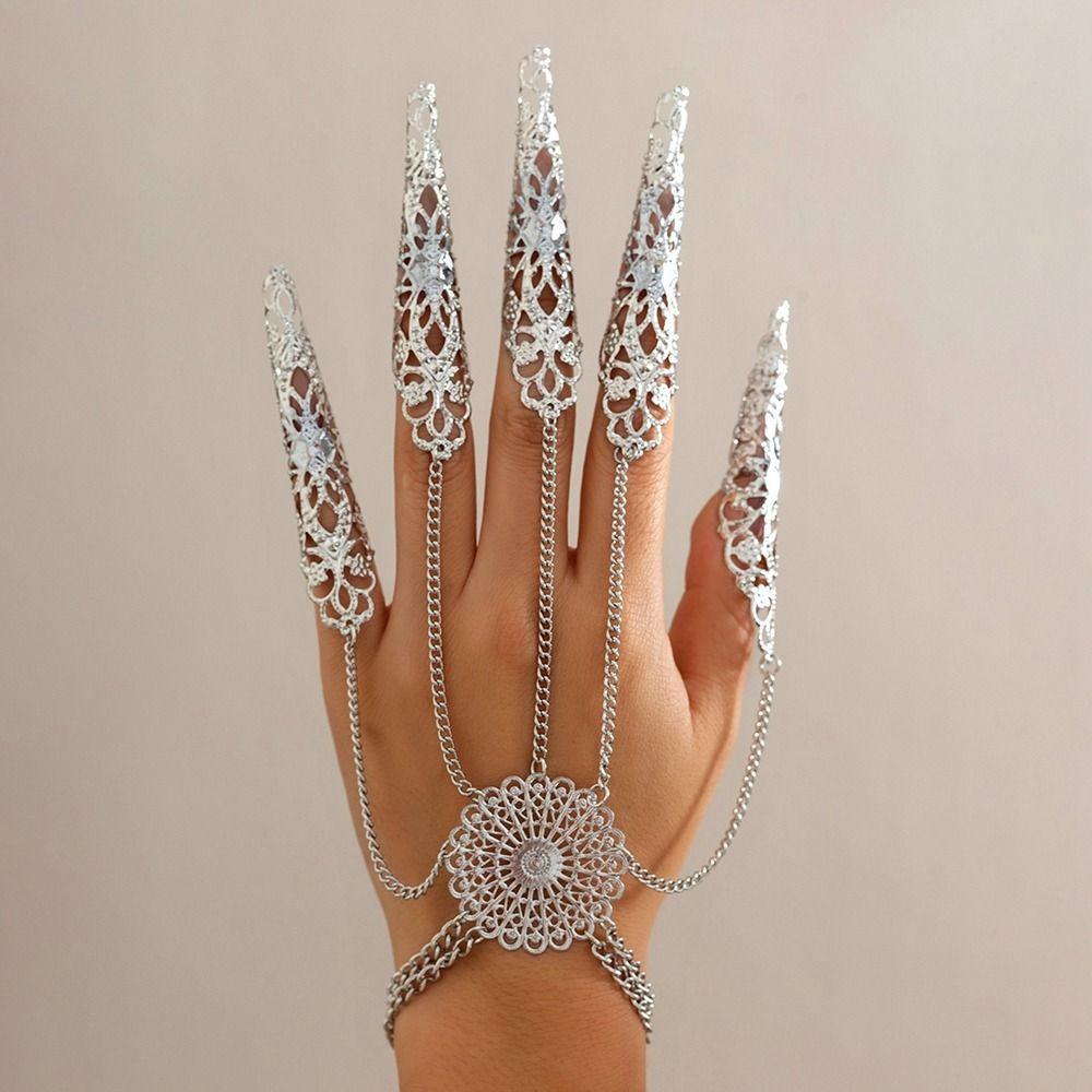 Hand Jewelry Gothic Finger Bracelet Punk Punk Nail Rings New Finger Wrist Chain Bracelets Women