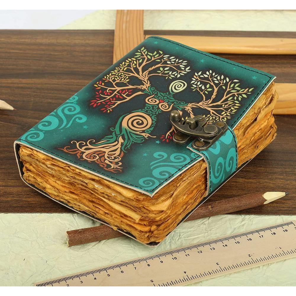 Blank Spell Book of Shadows Journal with Lock Clasp Antique Handmade Deckle Edge