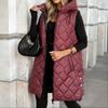 Damen Kapuzenweste Baumwolle Lang Ärmellos Reißverschluss Jacke Oversized Lässig Streetwear