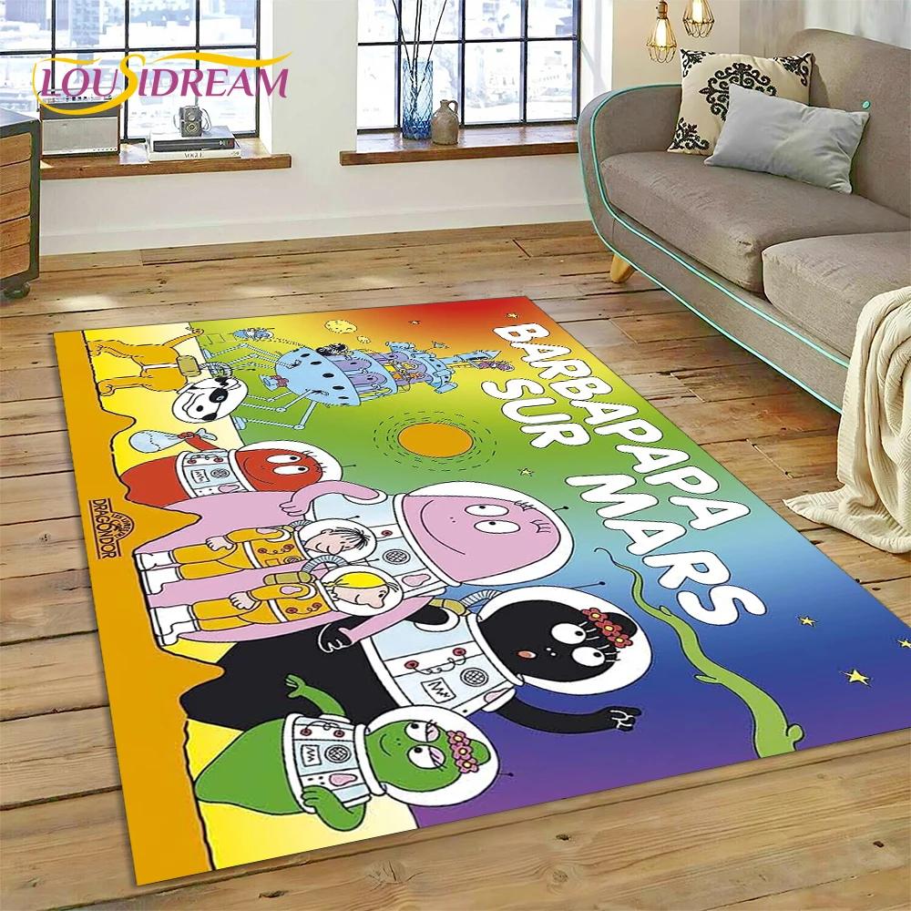 3D kreslený koberček Les Barbapapa Family HD Koberec pre obývaciu izbu Spálňa Domáce dekorácie, Podložka protišmyková dekorácia na pohovku Darček pre deti