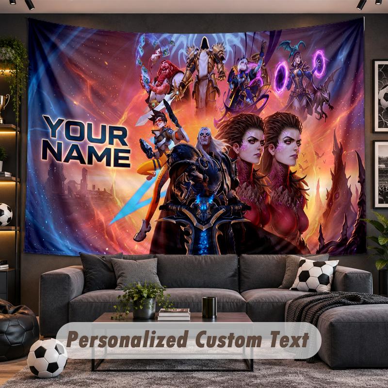 World of Warcraft Personalized Tapestry Support Custom Name, Wall Art Home Decoration