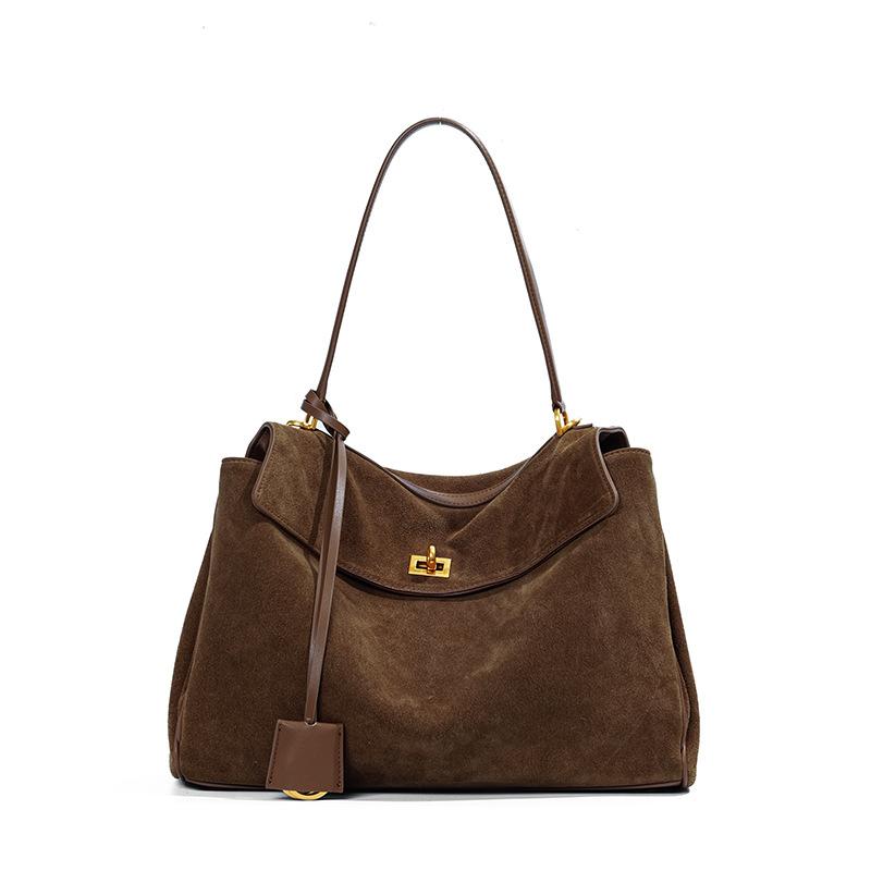 Suede Cowhide High-end Underarm Bag Women's Bag Niche, Portable New Large-capacity Women's Leather Tote Bag