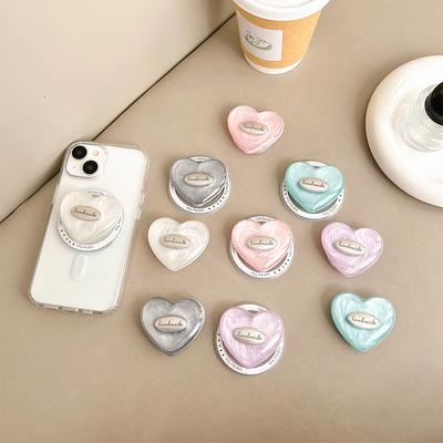 Colored Heart Phone Airbag Stand English Light Luxury Style Premium Magnetic Back Sticker Desktop Bracket For Watching Shows