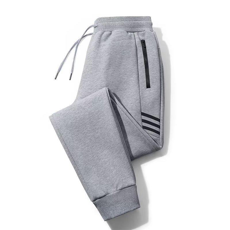 Men's Plus Size Velvet Sports Pants - Cuffed, Straight Leg Casual Sweatpants for Autumn and Winter