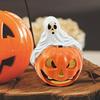 Halloween Ghost Figurine Ghost With Pumpkin Desk Ornament Spooky Resin Sculpture Desk Display Ornaments For Bedroom Entryway