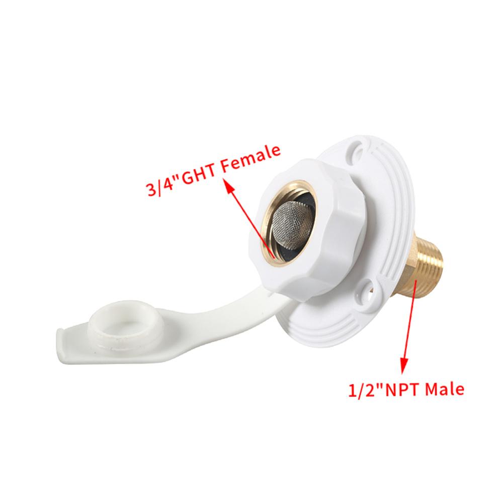 One Set White Water Fill Inlet Flange Brass with Check Valve Fit for RV Camper