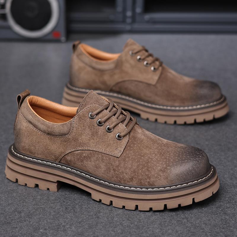 Mode Herren Klassische Retro Arbeitsschuhe Dicke Sohle Wildleder Echtes Leder Herren Britischer Stil Schnürschuhe Freizeit Herren