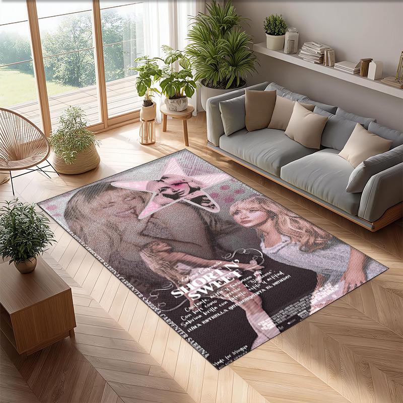 Covor de podea din catifea de cristal moale, Covor decorativ antiderapant Sabrina Carpenter, Covoraș de zonă plușat pentru decorarea interioară a casei