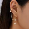 1pair Hip Hop Style Stud Earrings with Ear Cuff Set