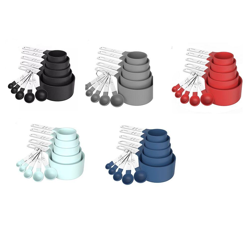 10PCS Graduated Sugar Scoop Stackable Nesting Measure Cup Measuring Spoons Set Kitchen Gadget