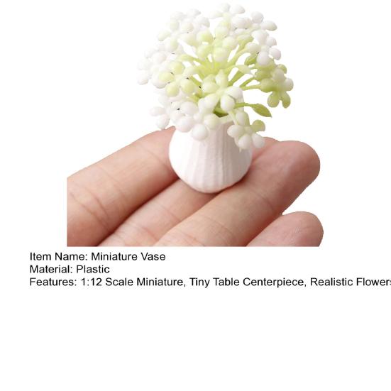 Mini Vaso e Flores 1:Vaso em Escala 12 Miniatura Pequeno Centro de Mesa Vaso de Flores para Mansão de Bonecas Decoração de Sala de Estar