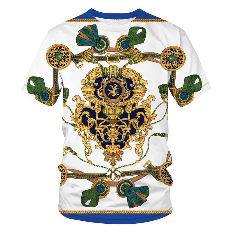 Men/women Baroque T-shirt Summer Oversized T-shirt 3d Lion Head Crown Print Round Neck Short Sleeve