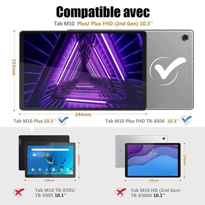 Coque + Verre Trempé pour Lenovo Tab M10 FHD Plus (2e Gen) avec Support Rotatif - Bleu Marine