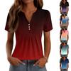 Womens Tops Dressy Casual V Neck Short Sleeve Shirts Pleated Blouses Button Down Tunic