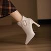 2026 Hot Sale Ladies Shoes Ankle Women's Boots Elegant Modern Boots Women Solid Buckle Zipper Pointed Toe High Heel Female Shoes