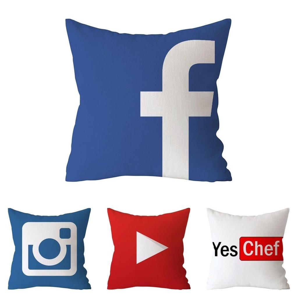 Cotton Linen Pillow Case With Unique Youtube Play Movie Video Music Subscribe Design For Home And Office Decor