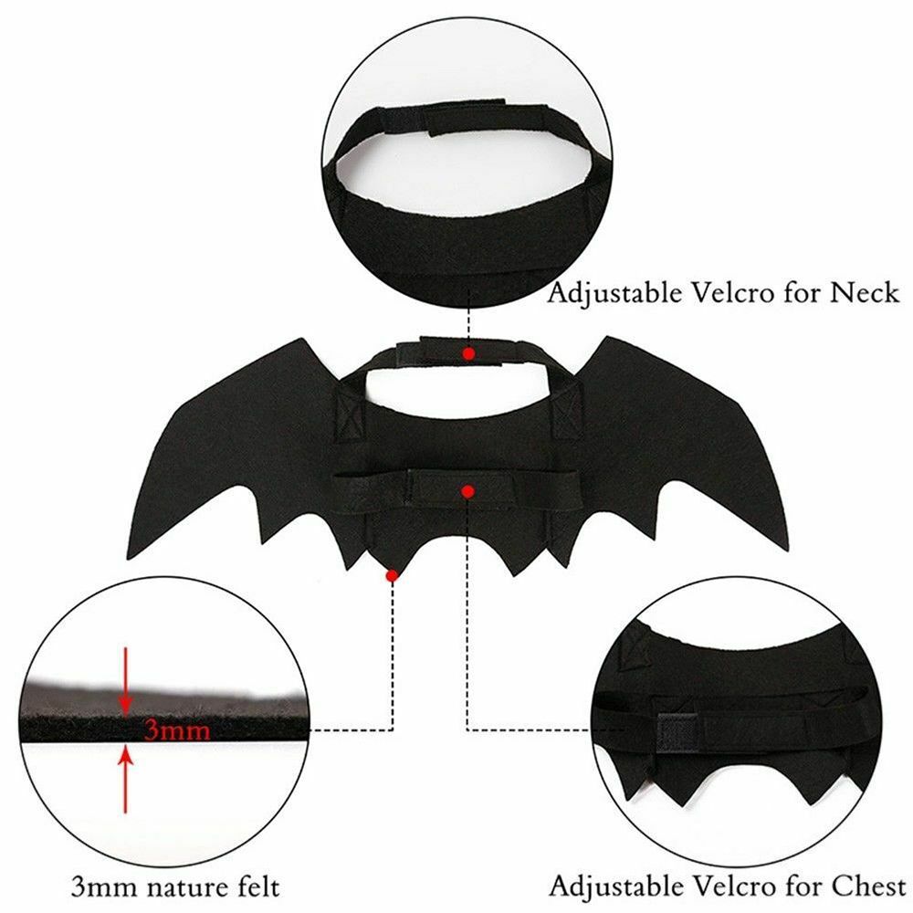 Funny Cosplay Prop Party Dress Dog Cat Halloween Bat Wings Pet Costume