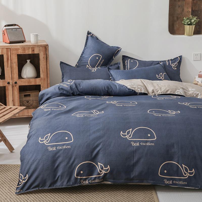 Set din patru piese pentru șlefuirea textilelor de casă, cearșaf de pat, set de lenjerie de pat pentru dormitor unic din trei piese