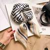 New Stripe Silk Square Scarf Women 70cm Soft Satin Kerchief Hairband Neckerchief Head Hijab Lady Headband Foulard Bag Ribbon