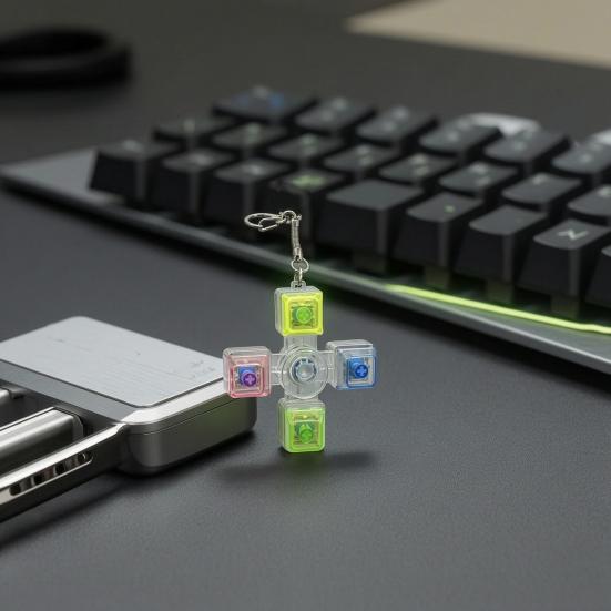 LED Light-up Keyboard Fidget Spinner Toy Decompression Button Finger Clicker Toy 2/3/4/5/6-Keys Fidget Keychain Stress Relief Desk