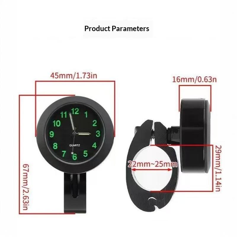 Motorcycle Handlebar Clock Universal Waterproof Night Vision Light 1PC Dustproof for Desert Off-Road Mountain Riding Trips