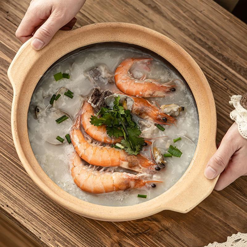 High Temperature Resistant Pot With Lid Soil Casserole Household Traditional Saucepan Practical Binaural Soup Pot Restaurant Rice Pot