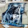 1PC Custom Name Winter Wolf Majesty Flannel Blanket Versatile,all-season Throw Suitable for the Living Room,bedroom,camping,travel,and Gift