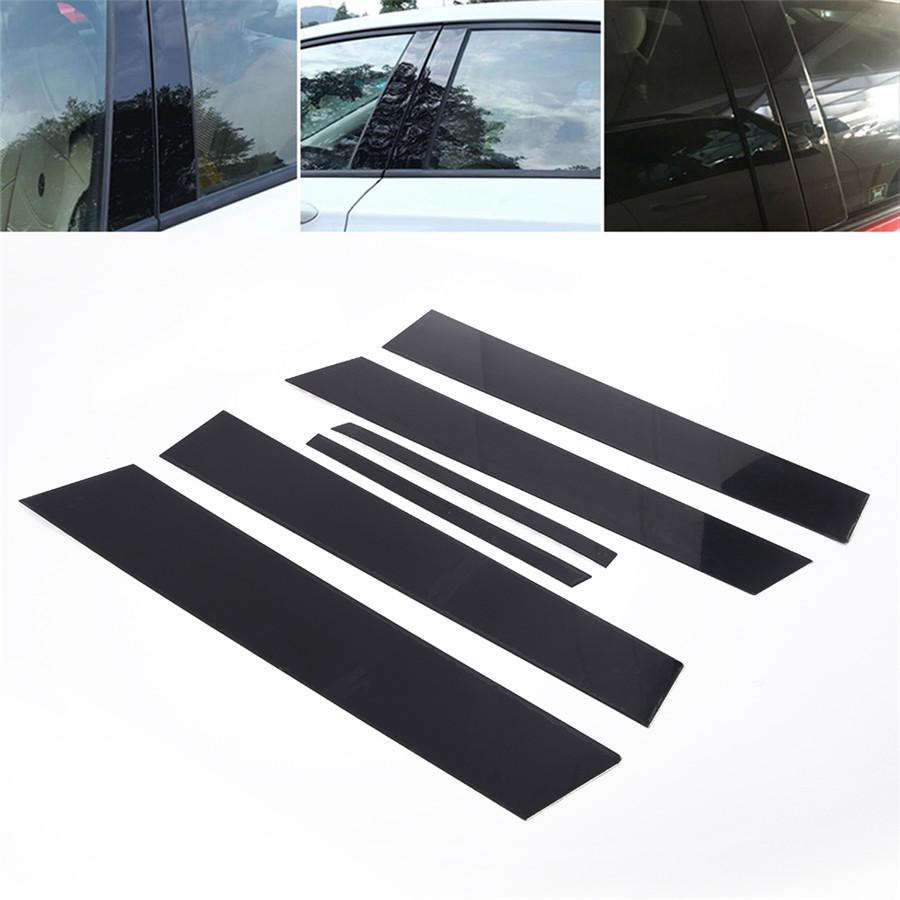 6 Stück Schwarze Tönungs Tür Seitenfenster Säulenverkleidungen für Honda Accord 13-17