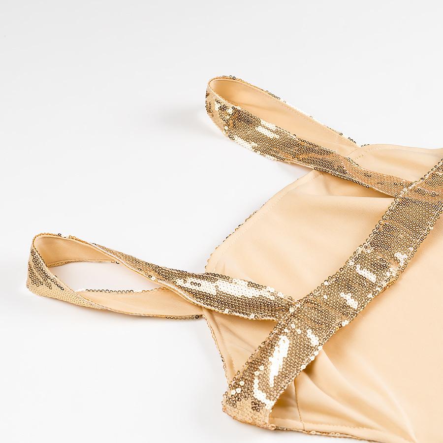 Spring New Product European and American Temperament Fashionable Square Neck Tube Top Suspender Sexy Backless Sequin Dress Women