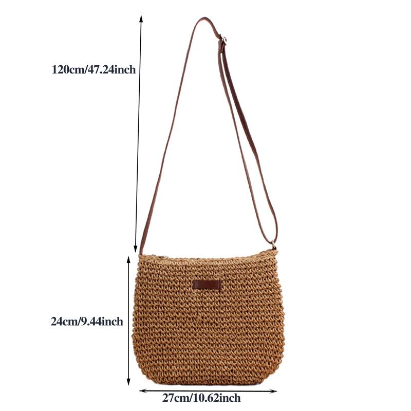Geweven Zomer Mode Stro Tas Strand Vakantie Crossbody Tas Shoppen Grote Capaciteit Schoudertas Messenger Dames Vrouwen