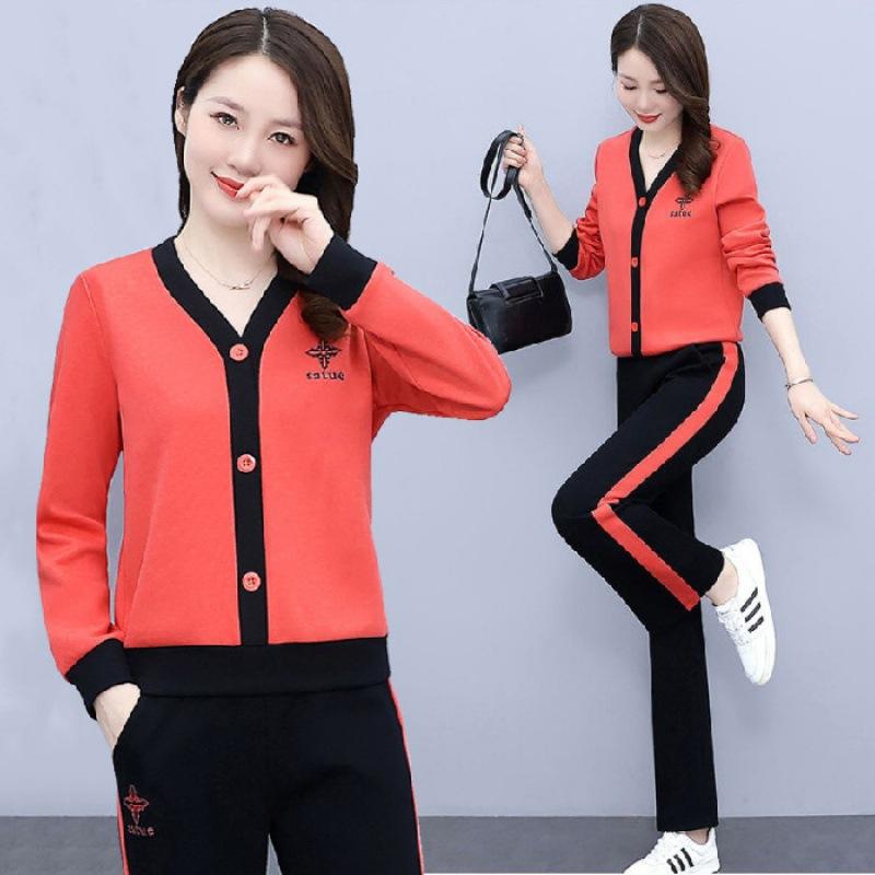 Sports Suit for Women, Spring and Autumn Fashion, Loose, Foreign Style, Running and Casual, Large Size Two-piece Set
